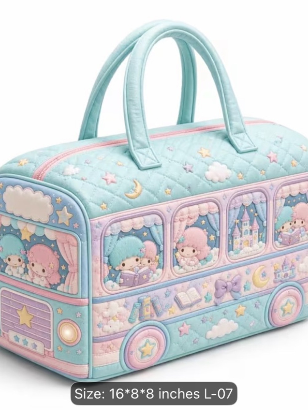 Sanrio Little Twin Stars Pastel Mint Quilted Kids Bus Bag